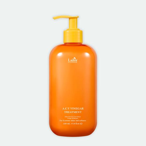 Lador ACV Vinegar Treatment hair treatment bottle, orange 530ml with yellow pump on Tampa Home & Garden Store