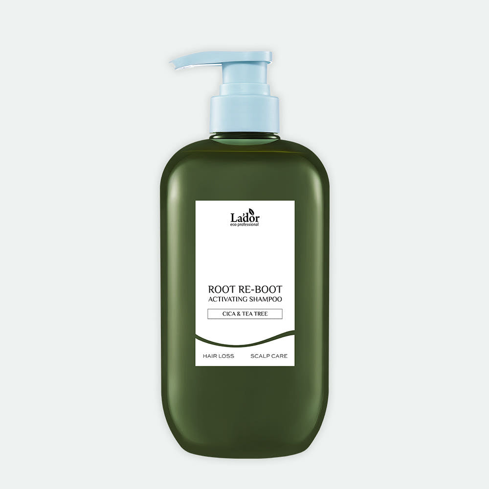 Lador Root Re-Boot activating shampoo bottle, olive green with light blue pump, 800ml on Tampa Home & Garden Store