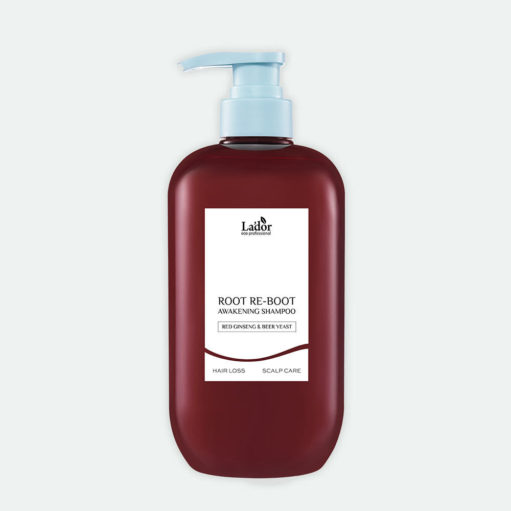 Lador Root Re-Boot Shampoo 800ml red bottle with blue pump for hair loss scalp care on Tampa Home & Garden Store