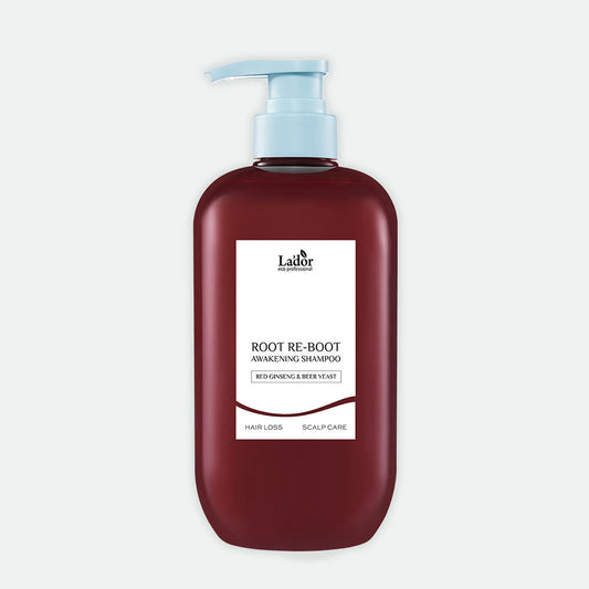 Lador Root Re-Boot Shampoo 800ml red bottle with blue pump for hair loss scalp care on Tampa Home & Garden Store