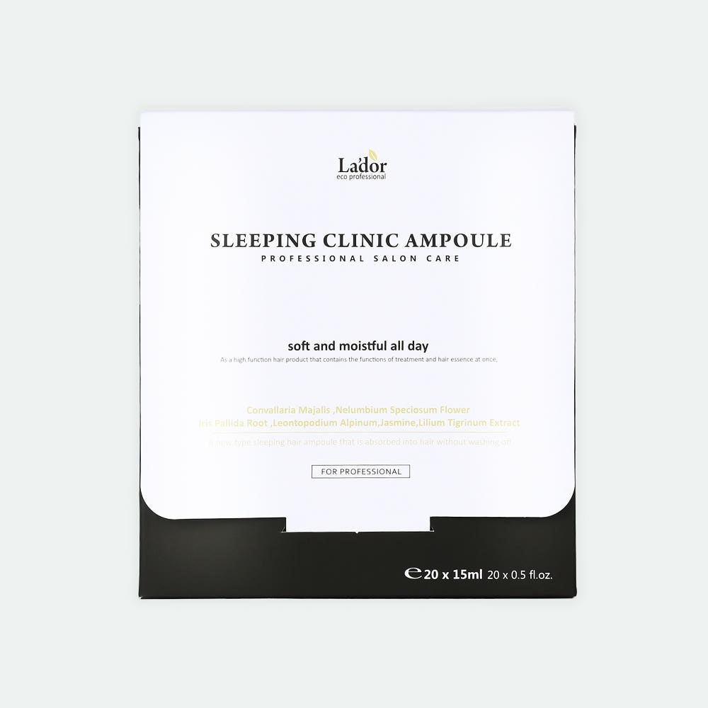 LADOR Snail Sleeping Hair Ampoule box, white top black base, 20ml x 20ea hair serum on Tampa Home & Garden Store