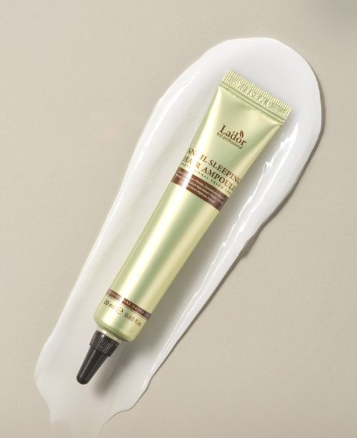 LADOR Snail Sleeping Hair Ampoule tube in gold, 20ml, Seoulia hair serum on Tampa Home & Garden Store