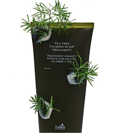 LADOR Tea Tree Calming Scalp Treatment tube, black with gold cap, 330ml hair treatment on Tampa Home & Garden Store