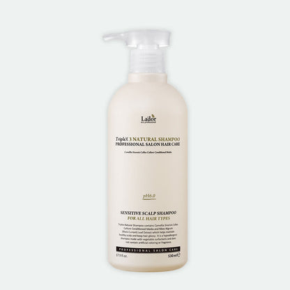 Shampoo bottle Lador Triple X3 Natural Shampoo 530ml with pump, beige plastic Seoulia hair care on Tampa Home & Garden Store