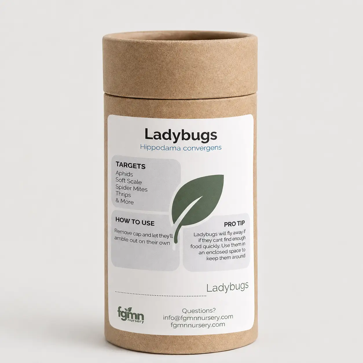Native US Ladybugs jar for Garden Pest Control in brown kraft container by FGMN Nursery on Tampa Home & Garden Store