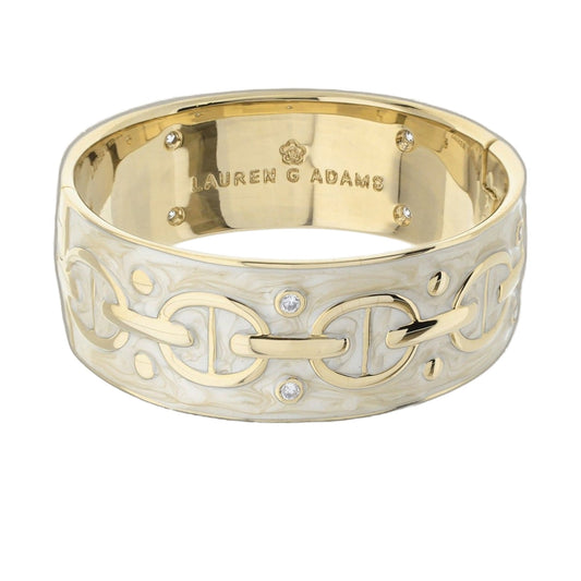 Laguna Links Bangle hinged bracelet gold-tone with Lauren G Adams engraving and crystal accents on Tampa Home & Garden Store