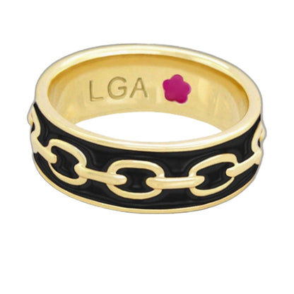 Laguna Links Band Ring black gold-tone linked pattern by Lauren G Adams on Tampa Home & Garden Store