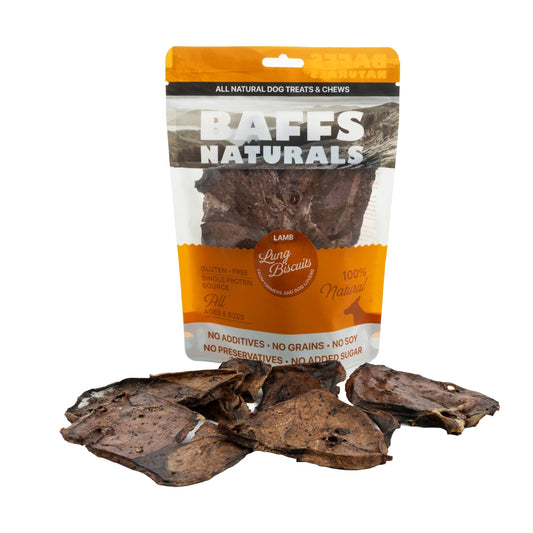 BAFFS NATURALS All-Natural Premium Lamb Lung Biscuits – 2 Pack (4oz Each) - Tampa Home & Garden Store