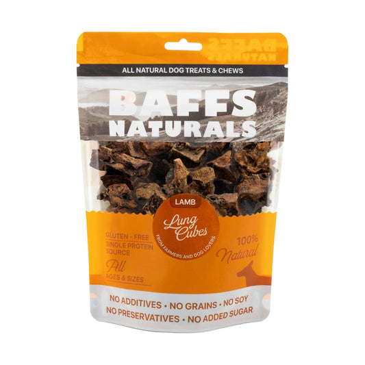 BAFFS NATURALS All-Natural Premium Lamb Lung Cubes – (7oz Bag) - Tampa Home & Garden Store