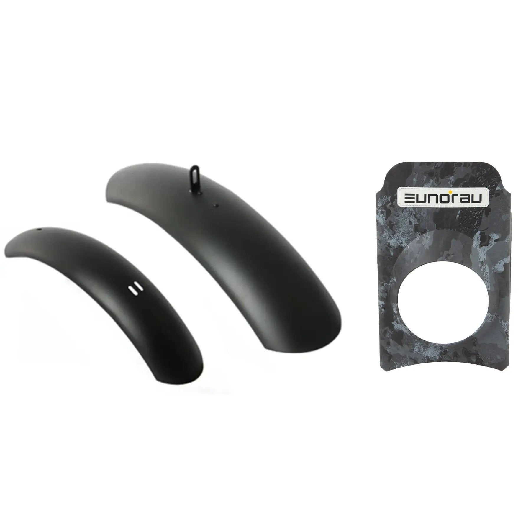 EUNORAU FLASH Fender and Lampshade Kit: two black bicycle fenders with mounting hardware on Tampa Home & Garden Store