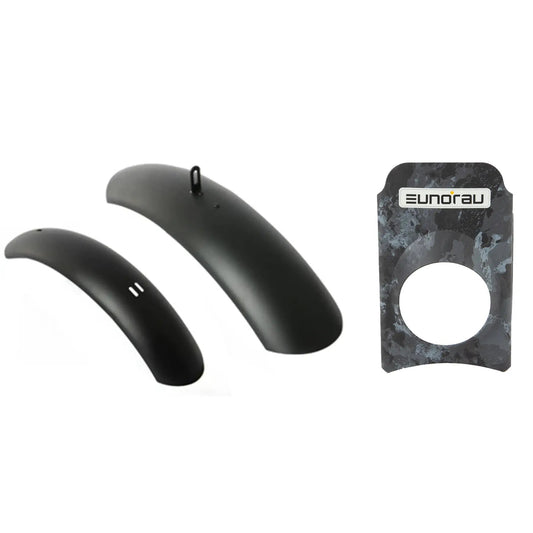EUNORAU FLASH Fender and Lampshade Kit: two black bicycle fenders with mounting hardware on Tampa Home & Garden Store