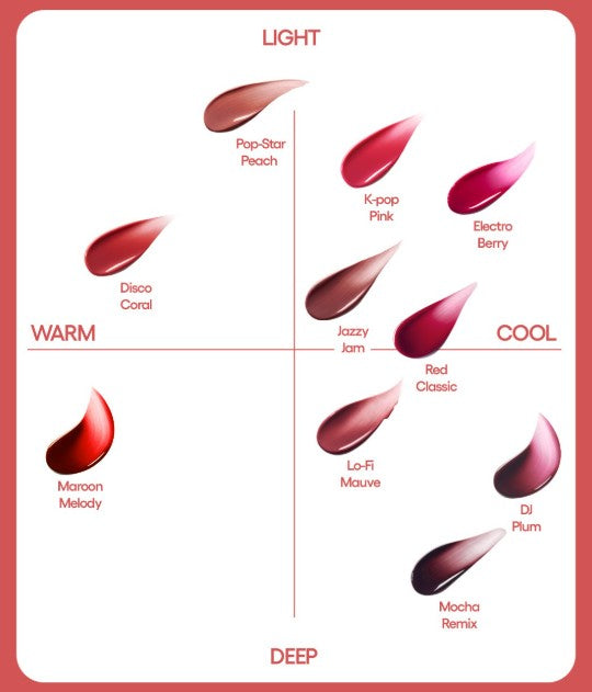 Laneige Juicepop Box Lip Tint 4.5g lip makeup by Seoulia; 8 shade chart light to deep on Tampa Home & Garden Store