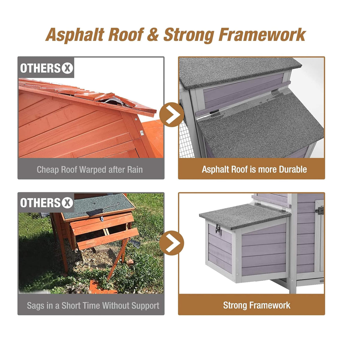 Large 103-Inch Outdoor Chicken Coop with Run and Nesting Box by SAKSBY WHOLESALE, asphalt roof on Tampa Home & Garden Store