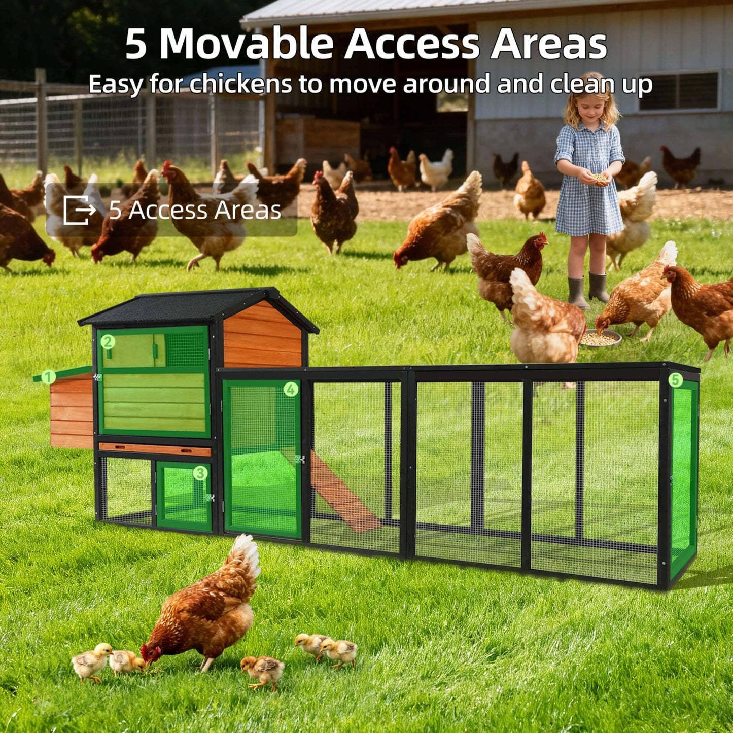 Large 114-Inch wooden chicken coop with run and nesting box by SAKSBY WHOLESALE on Tampa Home & Garden Store