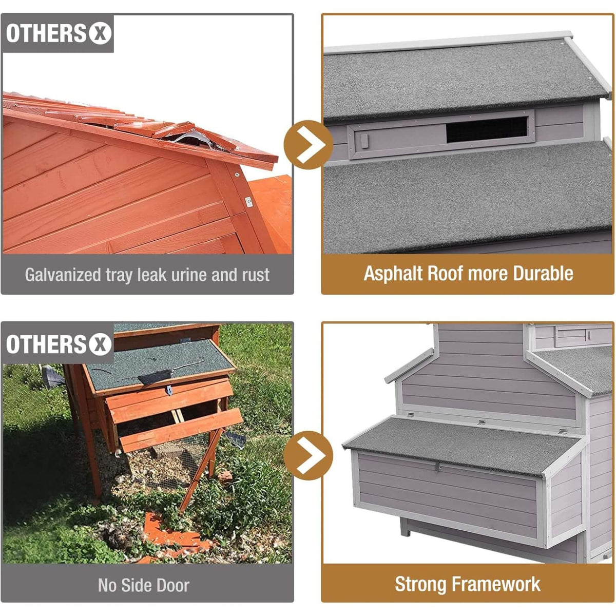Large 115-inch portable chicken coop with run and nesting boxes, gray durable frame on Tampa Home & Garden Store