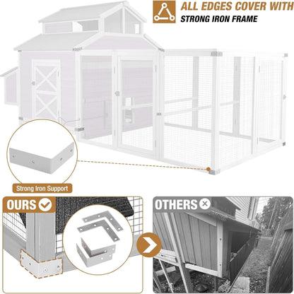 Large 115-inch portable chicken coop with run and nesting boxes, white frame by SAKSBY WHOLESALE on Tampa Home & Garden Store