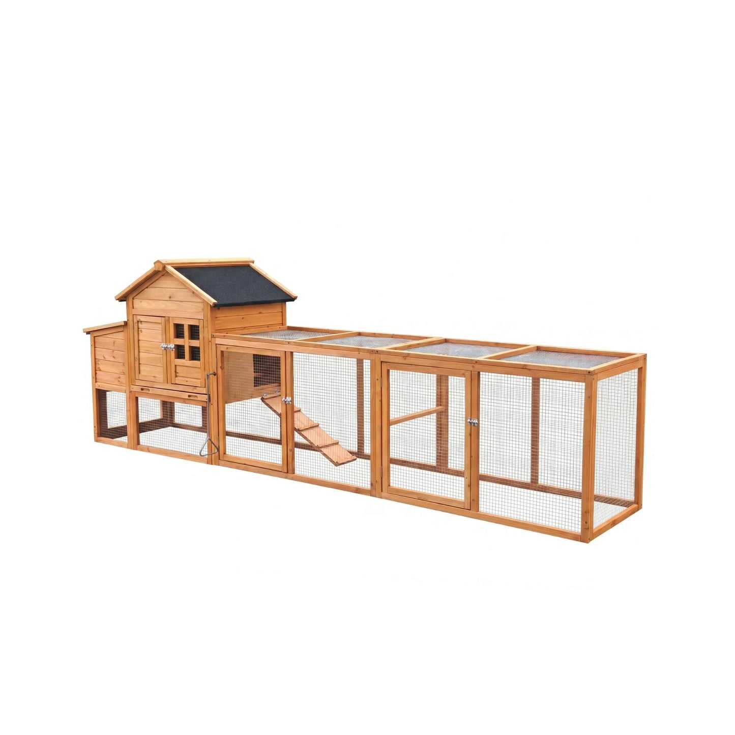 Large chicken coop with run, nest box, removable tray in natural finish by SAKSBY Wholesale on Tampa Home & Garden Store