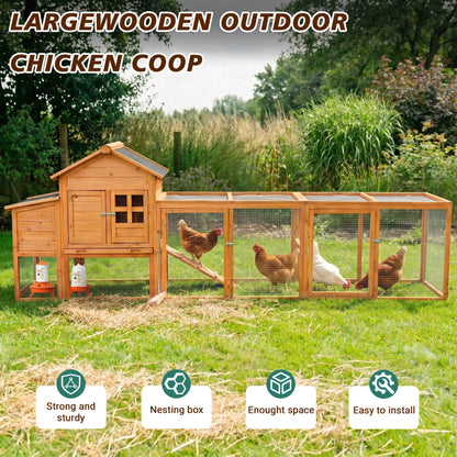 Large wooden chicken coop with run for 4–6 hens, nest box, removable tray SAKSBY Wholesale on Tampa Home & Garden Store