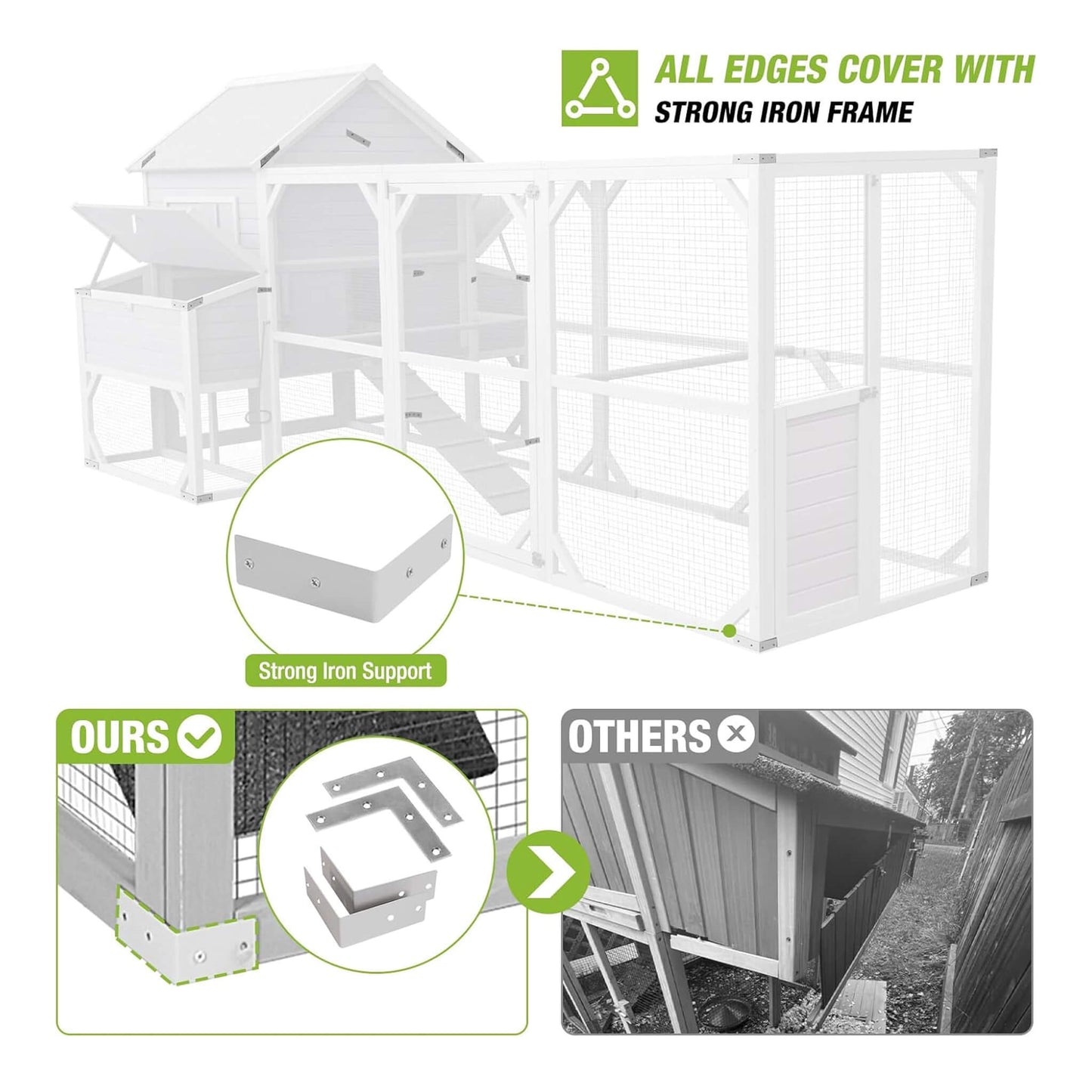 Large 137in wooden chicken coop with run and 6 nesting boxes for 10–15 chickens by SAKSBY on Tampa Home & Garden Store