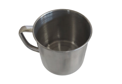 Stainless steel camp cup River Country Gear, brushed interior camping mug with side handle on Tampa Home & Garden Store