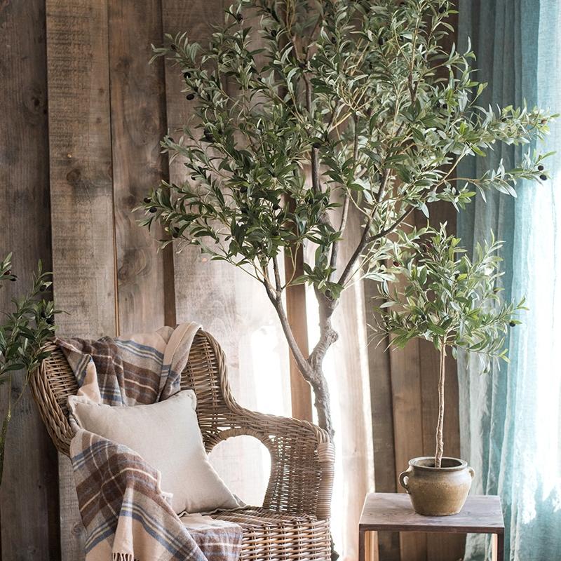 Large artificial olive tree 94in tall in ceramic pot with green leaves, RusticReach on Tampa Home & Garden Store