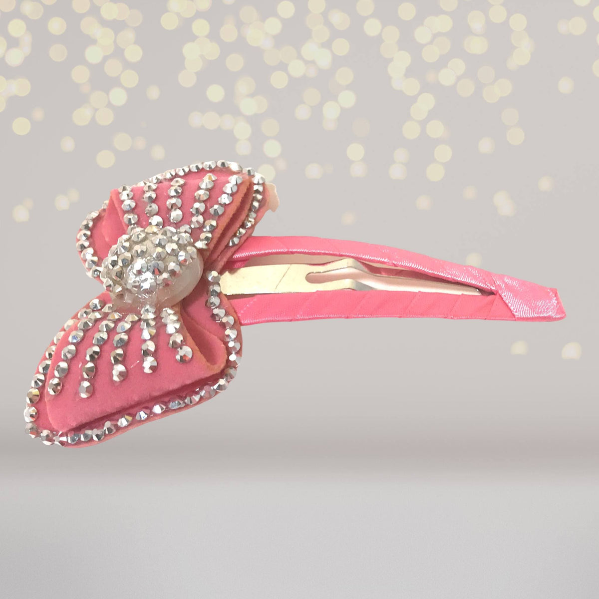 Large pink bling bow hair clip with rhinestones, Chicky Chicky Bling Bling Snappy Clip on Tampa Home & Garden Store