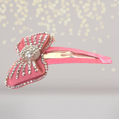 Large pink bling bow hair clip with rhinestones, Chicky Chicky Bling Bling Snappy Clip on Tampa Home & Garden Store