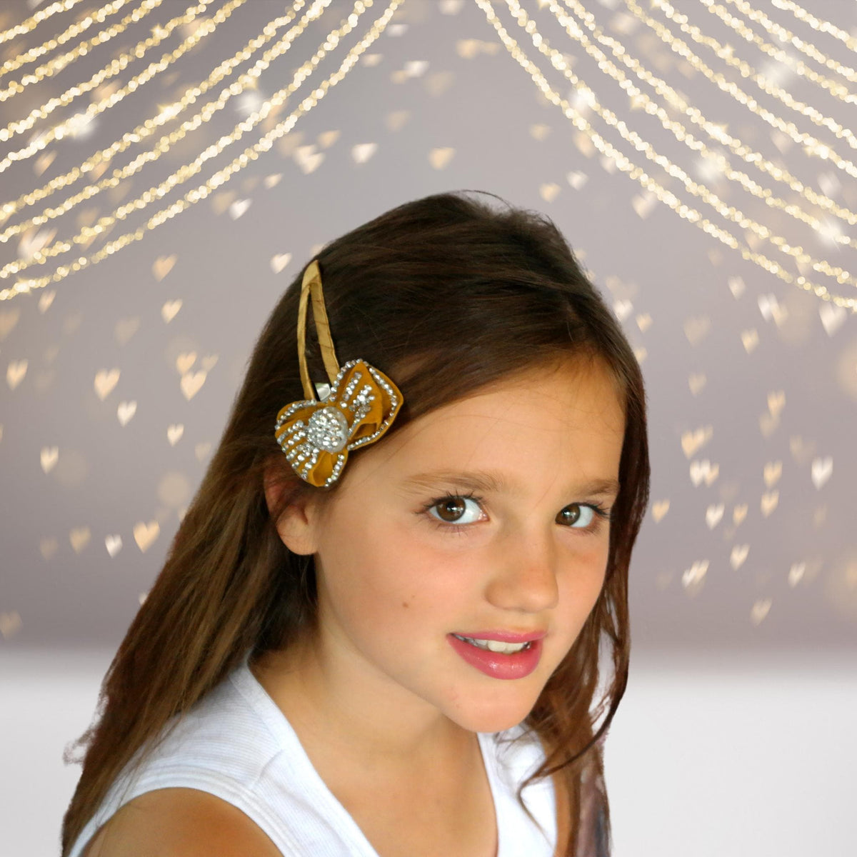 Large bling bow snappy clip with yellow ribbon and rhinestones by Chicky Chicky Bling Bling on Tampa Home & Garden Store