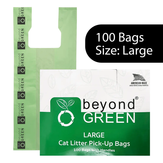 BeyondGREEN Large cat litter bags 10x20 with 7in gusset and handles, heavy-duty, 100 bags on Tampa Home & Garden Store