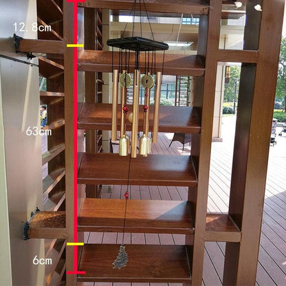 Stevvex copper wind chime with tube bells, coin pendants, red beads and leaf wind catcher on Tampa Home & Garden Store