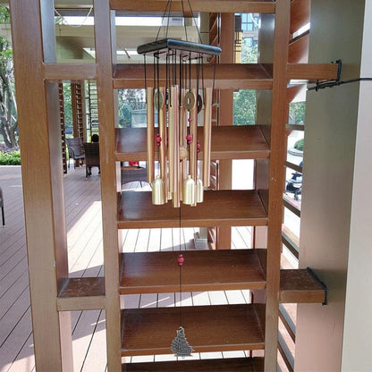 Stevvex large copper wind chimes with metal tubes and bells and pink beads on Tampa Home & Garden Store