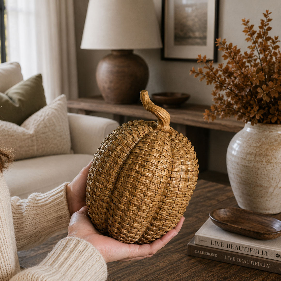 Citrouilles en rotin