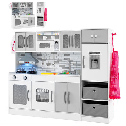 Wooden kitchen playset with lights and sounds by DirectDeals, large white and gray toy kitchen on Tampa Home & Garden Store