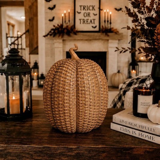 Faux Rattan Pumpkin Trio For Fall Decor