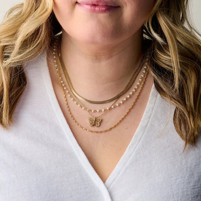 Butterfly and Crystal Necklace Adjustable
