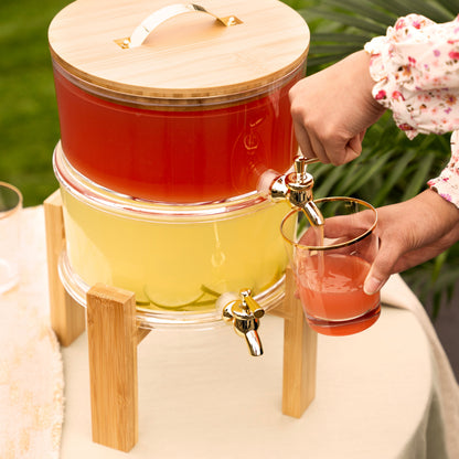 Double Outdoor Drink Dispenser with a Bamboo Lid