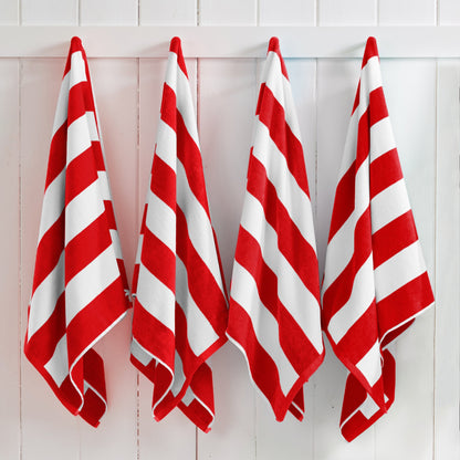 Cotton And Velour Cabana Stripe Beach Towel