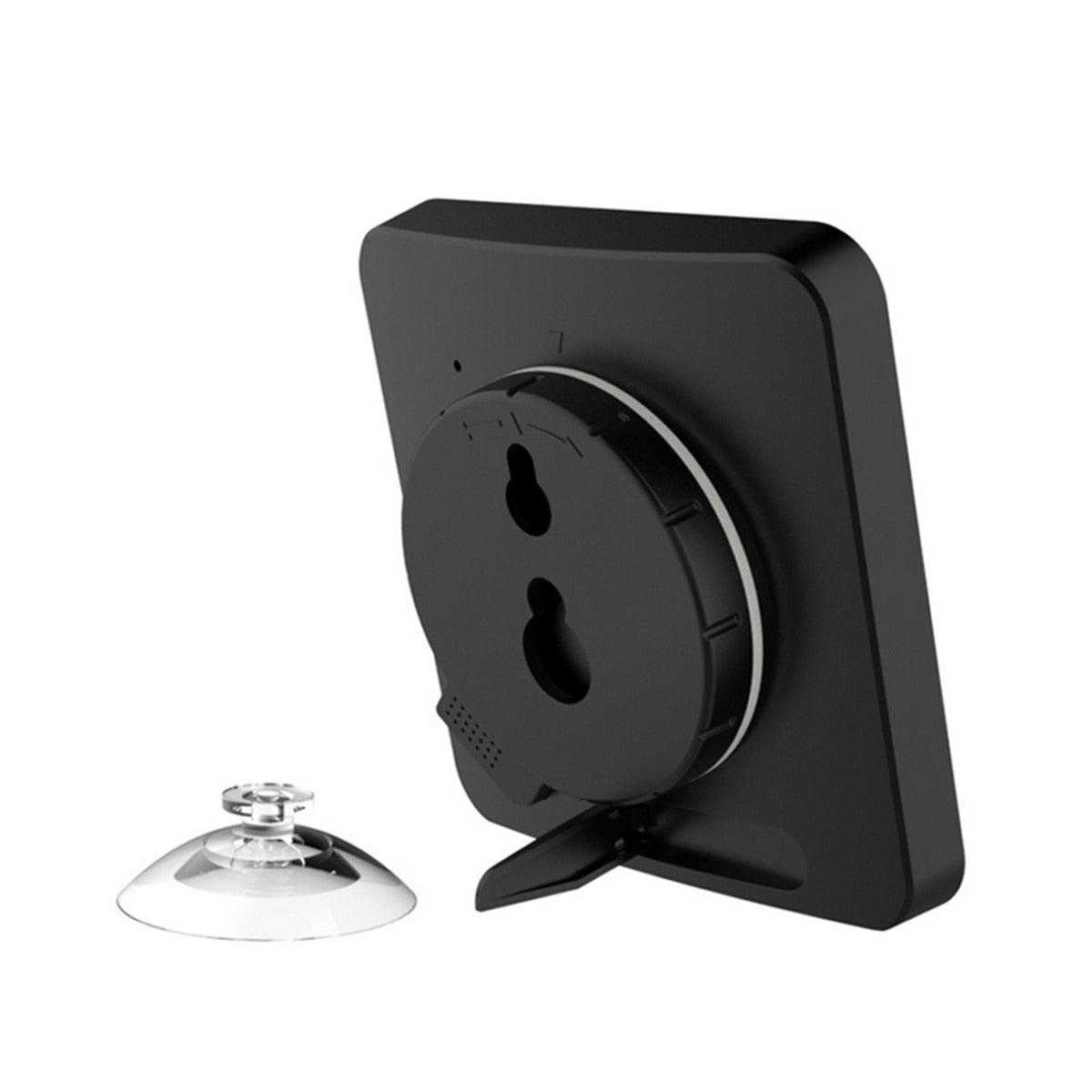 Stevvex black alarm clock timer with large circular dial and stand, includes clear suction mount on Tampa Home & Garden Store