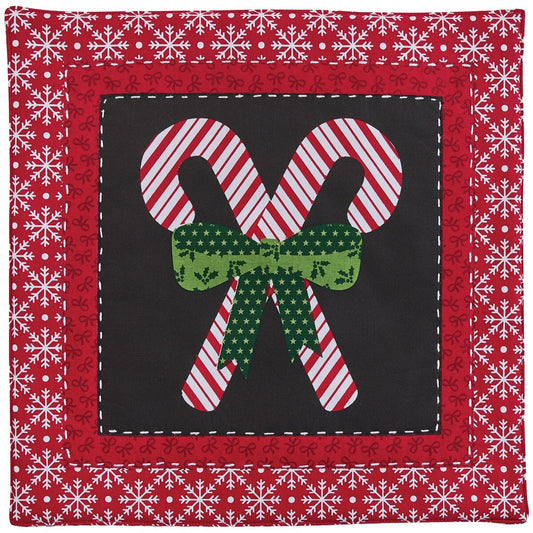 Chemin de table matelassé à motifs de cannes de Noël et de flocons de neige, 91 cm (36 pouces)
