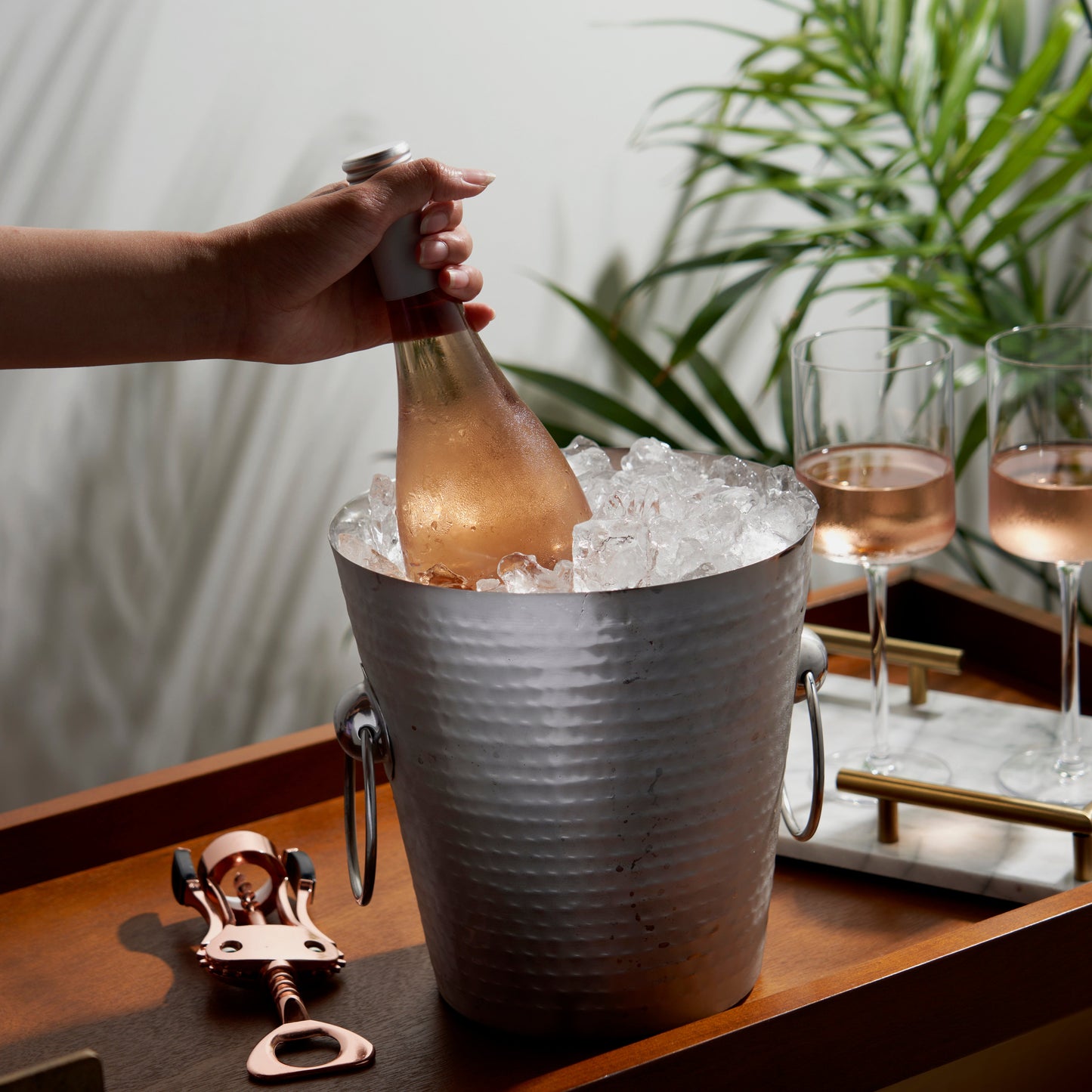 The Hammered Stainless Steel Ice Bucket for Wine