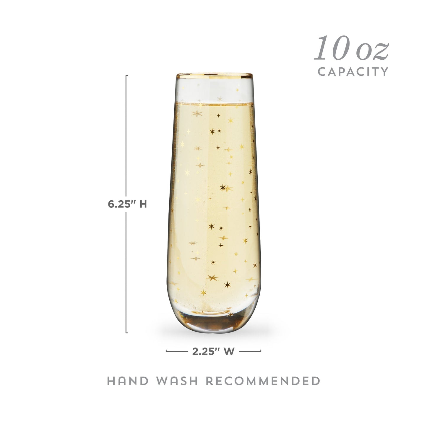 Gold Star and Celestial Stemless Champagne Flutes