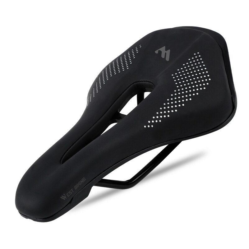 Stevvex black leather bicycle saddle with padded cushion and breathable shock absorbing design on Tampa Home & Garden Store