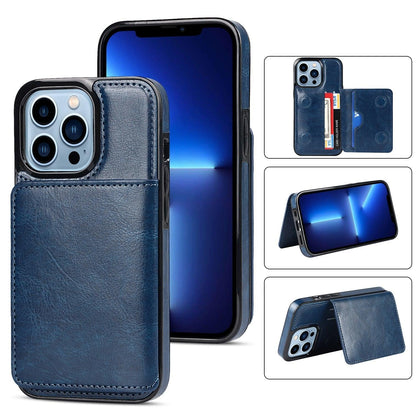 Leather wallet phone case for iPhone 13 Pro Max with 3 card slots in blue leather by Stevvex on Tampa Home & Garden Store