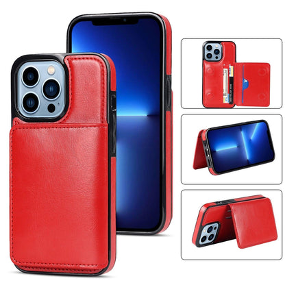 Stevvex red leather wallet case for iPhone with 3 card slots and protective back cover on Tampa Home & Garden Store