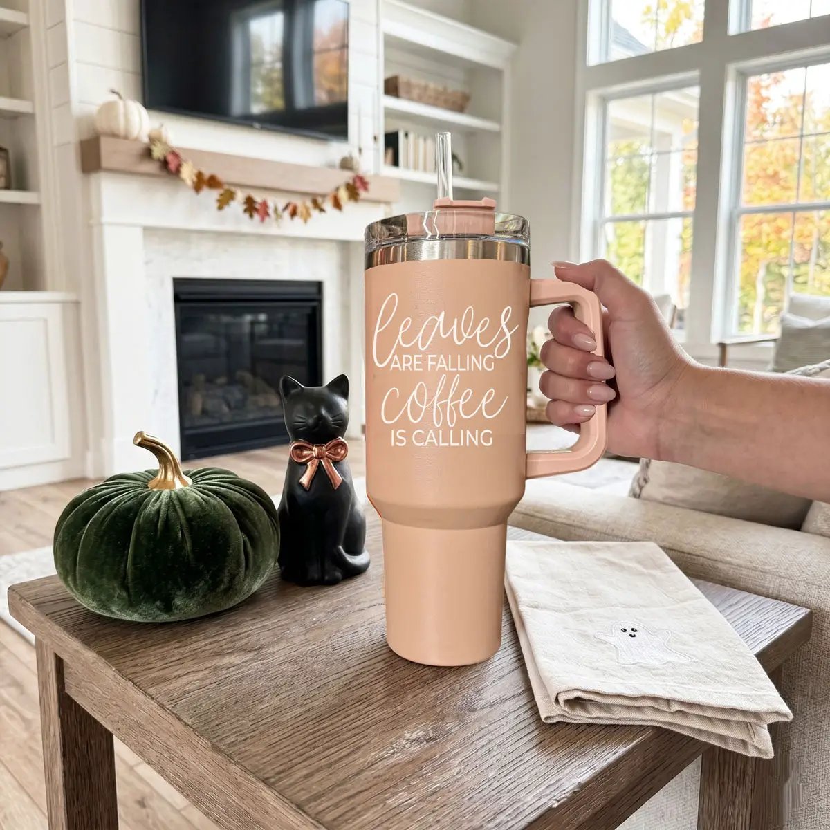 Leaves Falling 40oz Tumbler for Cozy Fall Vibes
