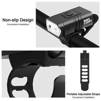LED bicycle front light by Stevvex with USB rechargeable 1000 lumen, non-slip mount, IPX5 waterproof, adjustable strap