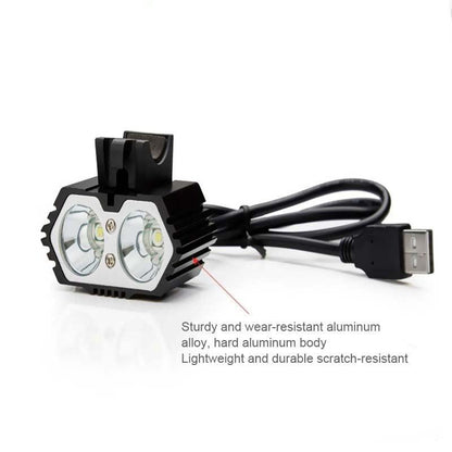 Stevvex LED bike light ST90SP1474ADV, aluminum alloy body, USB-rechargeable dual-LED lamp on Tampa Home & Garden Store