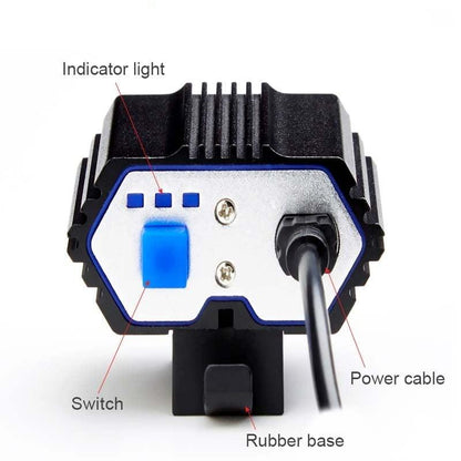 Stevvex LED bike light waterproof front lamp with blue switch and indicator lights on Tampa Home & Garden Store