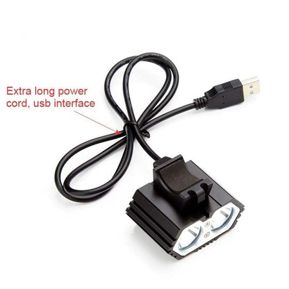 Stevvex LED bicycle front headlight USB rechargeable with extra long cord on Tampa Home & Garden Store