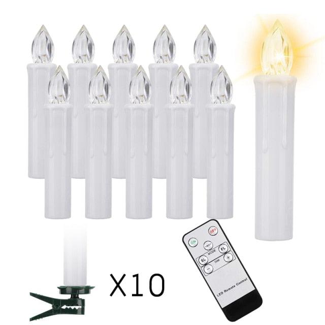 Stevvex LED flameless taper candles white 10-pack with remote control on Tampa Home & Garden Store